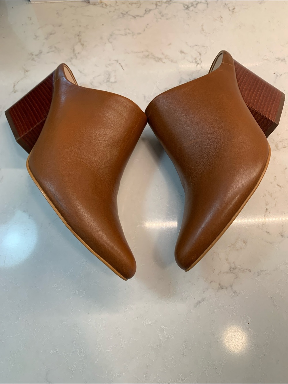 Able Tan Leather Heel Mule Clogs Size 8.5 - Picture 2 of 8
